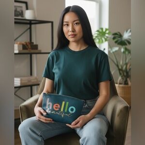 Ruby + Cash hello beautiful cosmetic bag in beautiful blue and bright colors